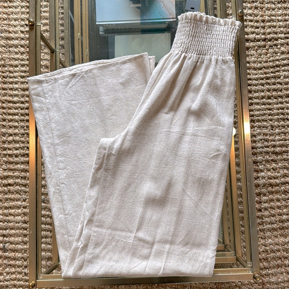 NWT Linen-Blend Wide-Leg Pants XS